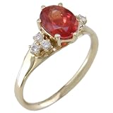 14KT Sunstone & Diamond Ring