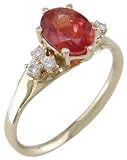 14KT Sunstone & Diamond Ring