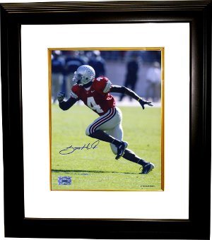 Santonio Holmes signed Ohio State Buckeyes 8x10 Photo Custom Framed