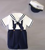 Deluxe Boys Sailor Shorts Suit with Suspenders & Hat Infants Now in Infant & Toddler's Sizes!