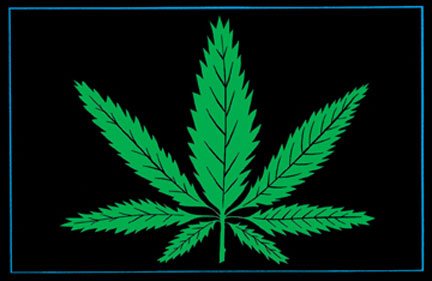 Pot Leaf (Green) Flocked Blacklight Poster Print - 24" X 36"