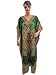Moroccan Caftans for Womens Green Ethnic Print Satin Crepe Lounge Wear Kaftan