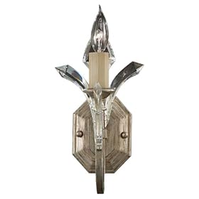 Fine Art Lamps Beveled Arcs 705050 Small Crystal 1-LT 60w (13"H x 7"W) Sconce Lighting in Silver