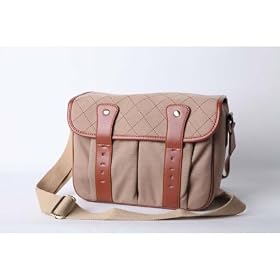Ghope Canvas DSLR SLR Camera Bag Case Shoulder Messenger Bag For Canon Nikon Pentax Panasonic Sony 550D 600D 5DII D90 A900 A77 A65 etc. (28cm*21cm*13.5cm) / Light Brown Color