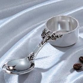 BAROQUE COFFEE SCOOP/SPOON - BAROQUE SILVER PLATED COFFEE SCOOP AND SPOON COMBO - coffee scoop