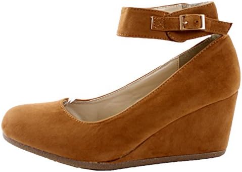 Forever Patricia-03 Wedges Pumps-Shoes, Tan Suede, 8.5