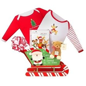 Santa Is Coming To Town Christmas Baby Gift Basket