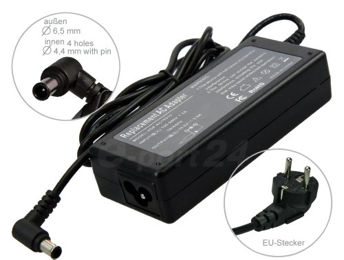 75W Adaptateur chargeur secteur AC Adapter pour ordinateur portable Sony Vaio VGP-AC19V20 VGP-AC19V28 VGN-CS21S VGN-CS21Z VGN-CS31Z/Q VGN-C1S /G /H /P VGN-CR31S /L/P/R/W. Avec câble d’alimentation standard européen. De e-port24®
