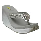 Volatile Women's Dolly Thong Sandal,Silver,9 M US