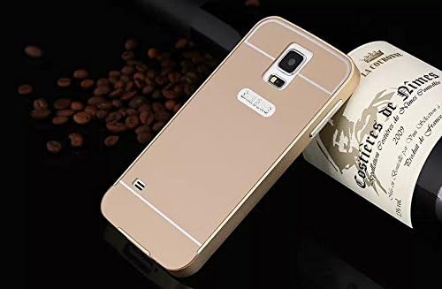 Inspirationc® Luxury Ultra Thin Metal Protective Aluminum Frame Bumper Phone Cover Case + PC Hard Back Case for Samsung Galaxy S5 SV i9600--Gold