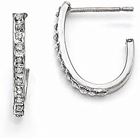 Sterling Silver Diamond Mystique Round Post Hoop Earrings