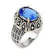 2 Tone Oval Blue Topaz Ring