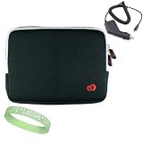 Black Amazon Kindle DX Carrying Sleeve With Extra Pocket + Rapid Kindle DX Car Charger + Vangoddy tm, Live*Laugh*Love wrist band!!! (Kindle DX Not Included)