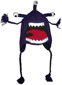 Authentic Soul Purple Monster Wool Knit Ski Ear Flap Hat Animal. Purple. One Size.