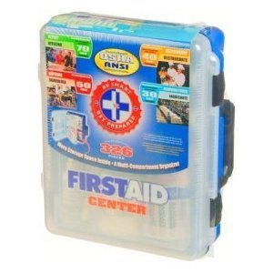 First Aid Kit -- Exceeds OSHA Guidelines (For Office, Daycare, Restaurant, Manufacturer) in Multi-Compartment Organizer Case (Blue or Red Color) -- 326 Pieces