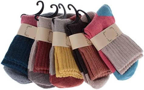 LeadtimesWomen's 5 Pair Pack Vintage Style Woolen Blending Socks (Mixed colors)