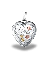 Sterling Silver "Mom" Heart Locket 3/4 inch x 3/4 inch