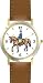 Dressage Horse and Rider Horse - WATCHBUDDY® DELUXE TWO-TONE THEME WATCH - Arabic Numbers - Brown Leather Strap-Women's Size-Small