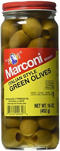 Marconi Green Pitted Olives, 16 Ounce