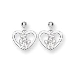 14k White Gold Disney Cinderella Heart Dangle Post Earrings - JewelryWeb