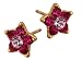 Michal Negrin Star Shaped Gold Plated Post Earrings with Fuchsia and Lilac Swarovski Crystals