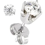 Solid 14KT White Gold Genuine DIAMOND Stud Earrings (.25 cttw, H-I Color, I2 Clarity)