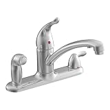 MOEN F7434 Chateau Single Handle Kitchen Faucet with Water Filtration and Matching Finish Protege Side Spray in Deck Plate, Chrome