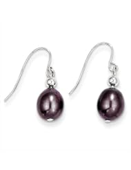 MadiK® 14k White Gold Polished Freshwater Black Cultured Pearl Drop Earrings