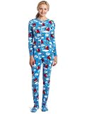 Briefly Stated Women’s Angry Brids Footie Pajama, Blue, Medium