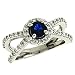 14K White Gold 1.351cttw Diamond and Blue Sapphire Gemstone Ring