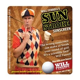 Will Ferrell's Sun Stroke Sunscreen Benefiting Cancer for College