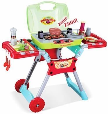 Deluxe Kitchen BBQ Pretend Play Grill Set with Light and Sound by Happy Cooking