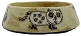 16 Oz. MARA COLLECTION Stoneware KITTEN CAT Pet FEEDING Or WATER Dish BOWL Abstract Kitties BROWN