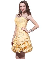 A-line Strapless Bubble Dress Ruched Beaded Lace Taffeta Dropped   Waistline Short  Dress