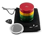 4 Piece Aluminum Herb Grinder with Removable Screen (2.2 Inch, Rasta)
