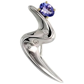 18k White Gold Diamond Swirl Brooch Pin, w  0.46 Total Carat Weight Oval Cut... by Tanzanite Jewelry
