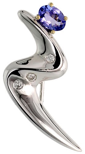 41 BO9Z08cL 18k White Gold Diamond Swirl Brooch Pin w/