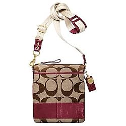 Coach Signature Stripe Swing Messenger Bag 41664 Plum