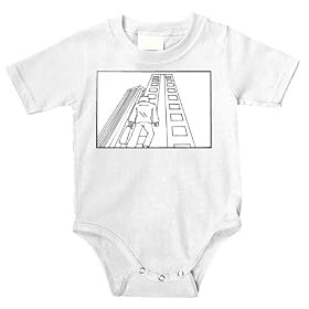Baby clothes with man, buildings, "black and white", walking, Texas, office, cloud, skyscraper, sky, briefcase, city, carry, urban, attache, street