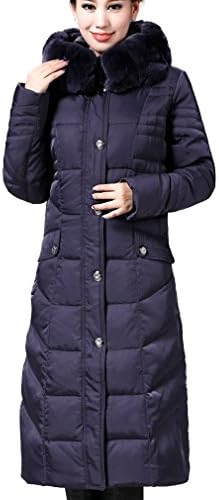 Yalemeishu Women's Plus Size Thickening Down Puffer Coat Long Parkas with Natural Rabbit Fur Trimmed Hood CN XL Blackish Purple