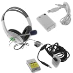 GTMax Rechargeable Battery Pack + USB Play and Charge Charger Cable+Battery + Headset with Mic for Microsoft XBox 360