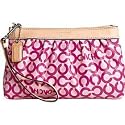 AUTHENTIC COACH LEAH COATED CANVAS MEDIUM WRISTLET 42357 (Pink/Vachetta)