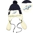 Acrylic and Microfiber Boys' Embroidered Pilot Cap Hat with Ear Flaps and Pompon - Various Colors