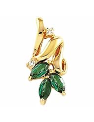 10K Yellow Gold Emerald and Diamond Pendant -- LIFETIME WARRANTY