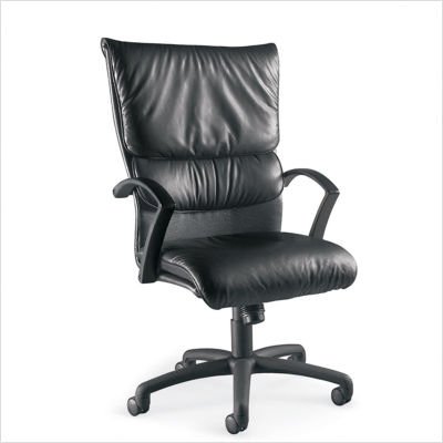 Carrara Executive High Back Leather Swivel Upholstery Rio - Black Gloss Base Stationary Glide