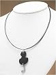 J-Steel by Fyn Studios Black Wire Necklace & Black Agate Cat Pendant w/ Swarovski JSF-843332000948