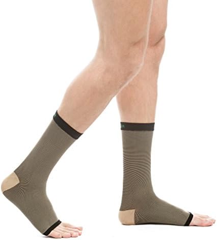 EvoMotion USA Made Copper Compression Ankle Sleeves - Men and Women Foot Brace - Wear for Support and Recovery of Plantar Fasciitis, Heel Spur, Achilles, Arch 1 Pair (XL, Black Copper)