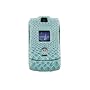 Designer Protective Snap-On Cover for the Motorola RAZR V3 - Alligator Turquoise