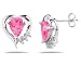 Pear Shaped Pink Topaz & Diamond Heart Earrings