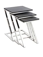 J-LINE Set Mesa Auxiliar 3 Uds.Negro